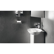 Load image into Gallery viewer, WP.INSERT5 5245 000 110 corner washplace in white glassed steel with base cabinet in anthracite brown with tap hole, without overflow
