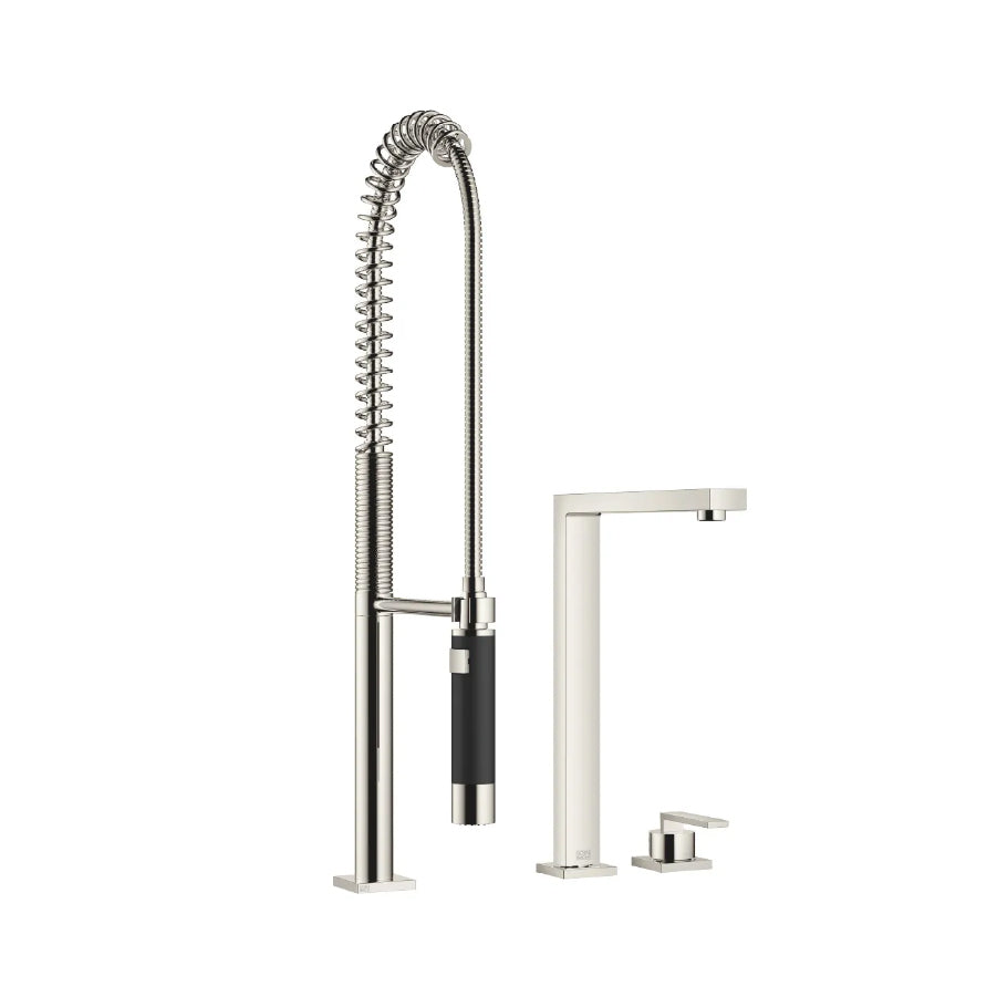 Lot 32800680-06 Deck-mounted Single-lever Sink Mixer with 27784970-06 Profi Deck-mounted Spray Set in Platinum Matt