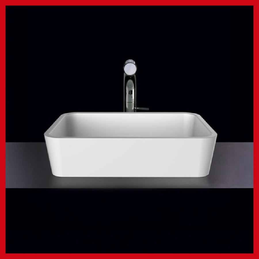 Edge 45 sit-on washbasin 450 x 325 x 111 mm in QUARRYCAST™ white