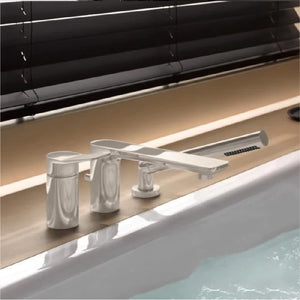 Lisse 27312845-06 Three-Hole Single-Lever Bath Mixer for Bath Rim Or Tile Edge Installation in Platinum Matt