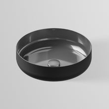 Load image into Gallery viewer, Ab.So450.1 3503000190 Round Basin Made Of Enamelled Pressed Steel 450 X 115 mm in Dark Iron with Drain Valve
