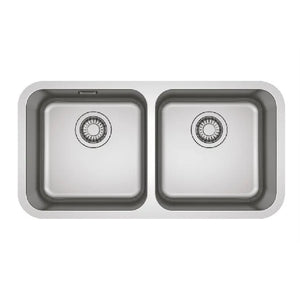 BCX 120-35-35 (122.0438.133) Bell stainless steel deep drawn  double sink bowl with waste size: 775x400mm