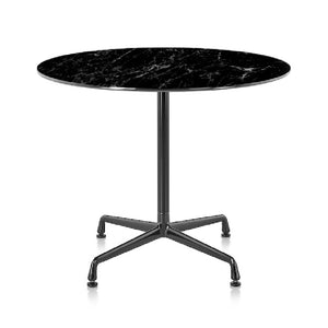 Eames ET107US QBL BK BK Table, 765w x 765d x 726h mm, Top Quartz Black QBL, Base Black BK, Conference table, round, universal base and stone top