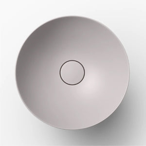 3900 000 081 Terra dish basin D300mm in oyster matt without tap hole and overflow, with drain valve and valve cap