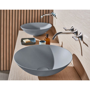 3900 000 081 Terra dish basin D300mm in oyster matt without tap hole and overflow, with drain valve and valve cap