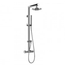 Load image into Gallery viewer, 23465.149 Small wall-mounted thermostatic mixer in finox with headshower,  automatic diverter shower, with fully equipped slidling rail
