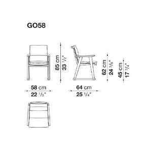Gio GO58 Outdoor Chairs with Scirocco 2571207 Fabric and Antique Grey Teakwood Frame