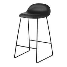 Load image into Gallery viewer, Gubi 3D 10047 Bar stool Fully Upholstery with Sledge base, 440w x 450d x 890h mm, Frame Black Semi Matt Base, Leather Dunes 21003 Black
