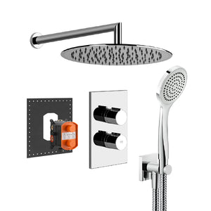 Goccia showerhead, Emporio thermostatic mixer Rilievo shower set in chrome (internal parts incluced)