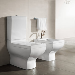La Belle 564710.R1 Floor-Standing Close to the Wall? ?Toilet Bowl Horizontal Outlet, 5747a1.R1 Tank with Fitting Water Inlet From the Bottom in White Activecare Ceramicplus & 9m32.S1.R1 Seat and Cover in white
