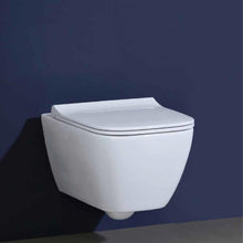 Load image into Gallery viewer, Smyle square wall-hung rimless WC bowl with Square slim design WC seat in white
