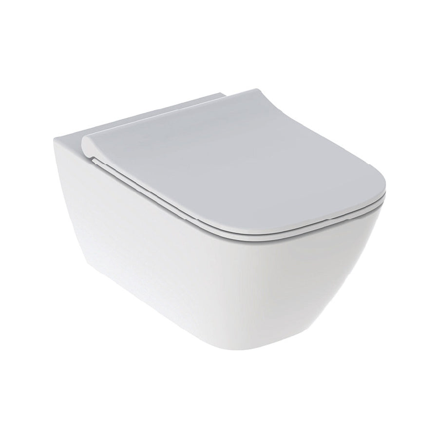 Smyle square wall-hung rimless WC bowl with Square slim design WC seat in white