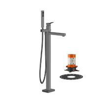 Load image into Gallery viewer, Rettangolo 53128.707 external parts for freestanding external bath mixer with handshower in black metal brushed PVD w/ 46189.031 build-in part
