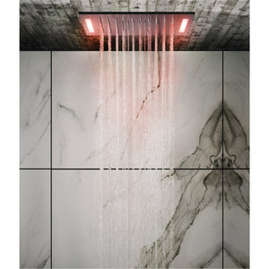 57927.238 Colour multifunction system 500 x 500 mm in mirror steel with rainfall, waterfall and mist function, 46210.706 Thermostatic Mixer with Five Separate Exits, Lateral body jetsx2, hand shower set in Black Metal PVD