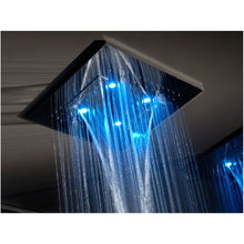 Load image into Gallery viewer, 32948.238 Ceiling/suspended ceiling version with RAIN/WATERFALL/SPRAY functions in Steel Mirror, 35079.031 Thermostatic Mixer with 4 Separate Exits, 27818979-00 hand shower set in Chrome
