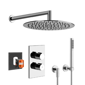 47257.238 wall-mounted shower in mirror steel, 38269.031_38794.031 2-way Thermostatic Mixer & 27802892-00 hand shower set in Chrome