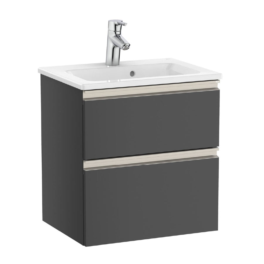 A3279AE00C Gap vanity washbasin  size: 605x460mm  color: white, A857397153 Gap base unit 2 drawers 590mm color: grey anthracite