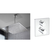 Load image into Gallery viewer, 5A2C3AC00 Insignia built-in thermostatic shower mixer in chrome, complete with Rocabox 525869403,  A5B2450C00 Raindream 250mm square headshower, 5b0550c00 Ceiling Mounted Shower Arm 200 mm
