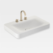 Load image into Gallery viewer, Baia A5A3676VC0 deck mounted 3 holes basin mixer &amp; A816447040 towel rail in greige, A3270C8913 washbasin with 3 tapholes &amp; A3370C0910 full pedestal in off-white
