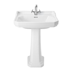 Carmen basin with pedestalin white, bath and basin mixer in chrome [ex-display]