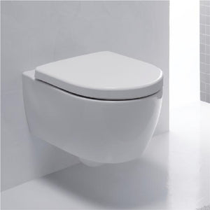 iCon wall-hung WC, washdown, small projection shrounded, rimfree &? 574.130.00.0 iCon soft-closing WC seat & cover in white