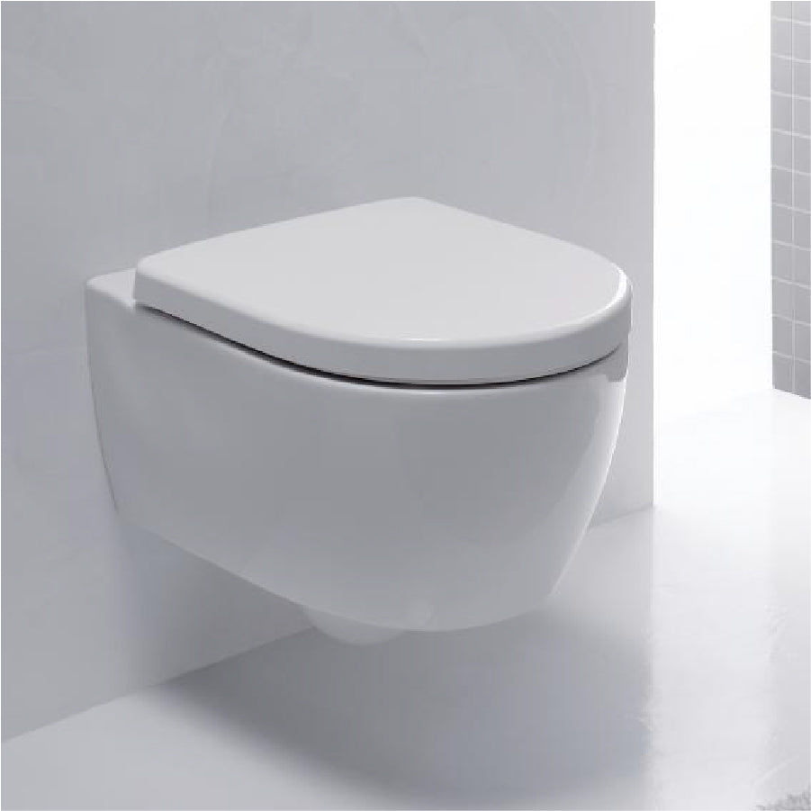 iCon wall-hung WC, washdown, small projection shrounded, rimfree &? 574.130.00.0 iCon soft-closing WC seat & cover in white