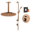 Cono two-way mixer 45079.030 with concealed part 44673.031, 59152.030 ceiling shower & 59242.030 handshower set in Copper PVD