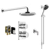 LuLu 36426710-00 two-way thermostatic mixer with 3542597090 concealed part, 28649970-00 wall mounted head shower. 28450410-00  Wall Elbow & 26.403.710.00  shower set in chrome