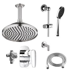 3611572000 2-way Mixer+35115970.90 concealed part, 28.565.977.00 Rain Shower Head, 28450410-00   Wall Elbow, 28014979-000010 hand shower  & 28204970-00 Shower  Hose  Finish: Chrome Plated
