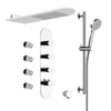 35026.031 3-way Thermostatic Mixer with35095.031 concealed part, 33775.031 Lateral jets x 4, 45169.031 water outlet & 47304.031 shower set in Chrome, 45163.238 Wall-Mounted Headshower in Mirror Steel