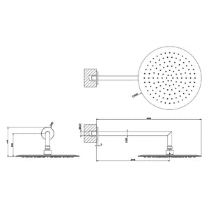 44634.031 Two Ways Mixer? External Part with 38473.031 Built-In Part, 59123.031 shower set in chrome, 47257.238 wall-mounted showerhead in mirror steel