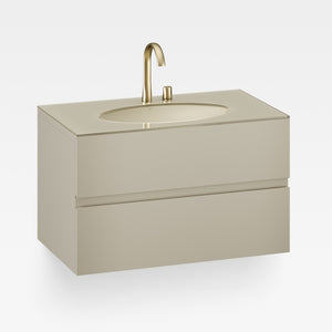856717820 Furniture with Two Drawers 1200 X 590 X 570 mm in Greige with 327762.000 One Undercounter Basin in white