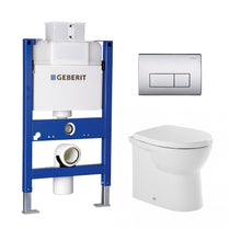 Load image into Gallery viewer, Easy floor mounted P-trap toilet with seat and cover, concealed cistern and Kappa 50 flush plate
