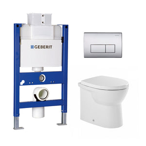 Easy floor mounted P-trap toilet with seat and cover, concealed cistern and Kappa 50 flush plate