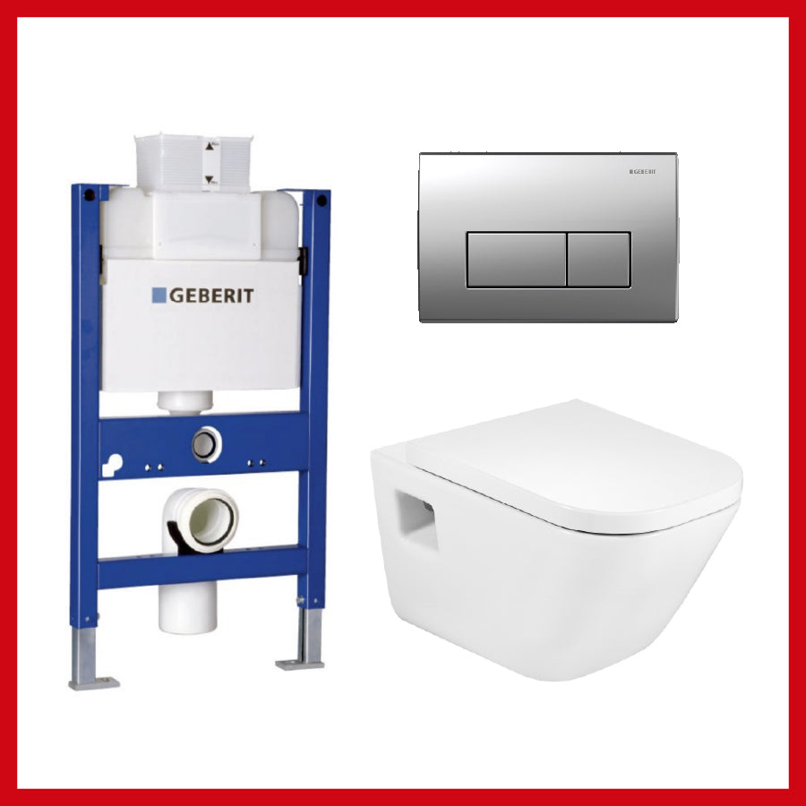 A346477000 (EU) Gap wall hung toilet with A801472004 (EU) Gap seat and cover color: white, concealed cistern and Kappa 50 flush plate
