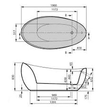 Load image into Gallery viewer, Aveo New Generation Ubq194ave9w1v.96 Free Standing Bathtub Made Of Quaryl 1900 X 950mm in Star White
