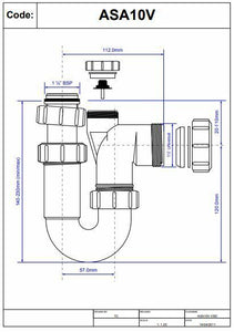 Asa10v 1-1/4" Anti- Syphonage Plastic Tubular Swivel Basin Bottle Trap with Adjustable Inlet (For Pvc Connection)