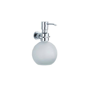 070039 Wall-Mounted Soap Dispenser, Refillable  Capacity : 250ml  Material - Holder : C.P. Brass , Bottle : Glass  Color : White / C.P.