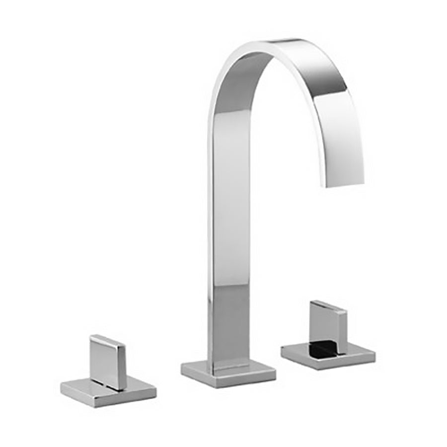 Mem 20.733.782.06 Three-Hole Basin Mixer in Platinum Matt with Individual Rosettes and 165mm Projection