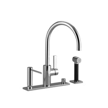 Load image into Gallery viewer, Uni Set1 37.847.875.06 Single-Lever Mixer in Platinum Matt with Integrated Washing-Up Liquid Dispenser, Strainer Waste with Control Handle and Cover Plate with Rinsing Spray Set
