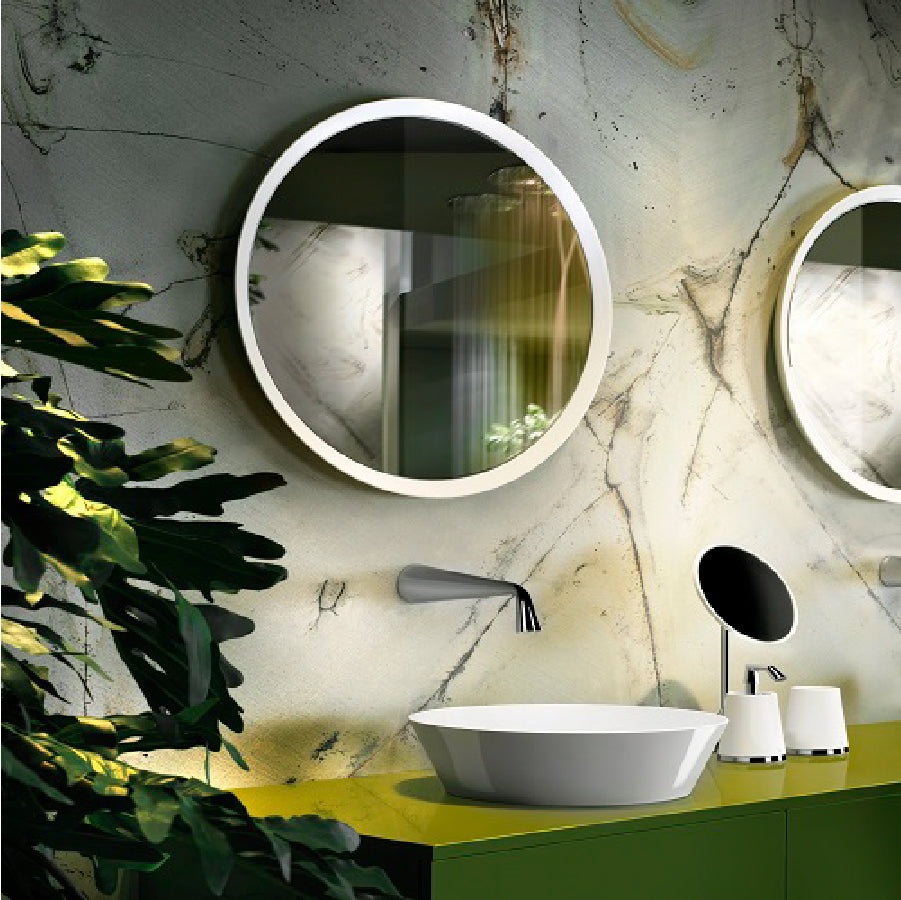 Cono 45921.520 Wall Mounted Mirror with White Frame, 700mm Diameter