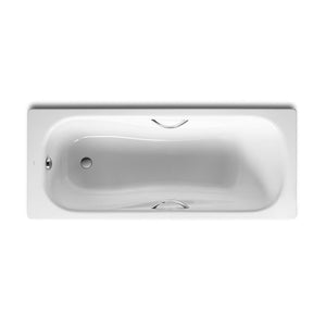 2-20370 (EU) Princess-N enamelled pressed steel bathtub w/a pair of c.p. hand grips, w/anti-slip base, size : 1600 x 750mm, colour: white