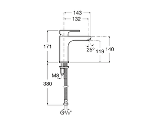 A5A3B09C00 (EU) L20 extra long lever basin mixer
