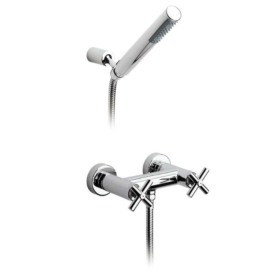 Wall-Mounted Shower Mixer in Chrome with Head Shower