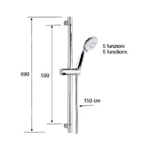 315R318F4A handshower with 690mm shower rail and hose