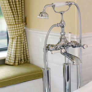 Staffordshire 12 Sta-12-Pc Traditional Bath Mixer with Handshower  Finish : Polished Chrome