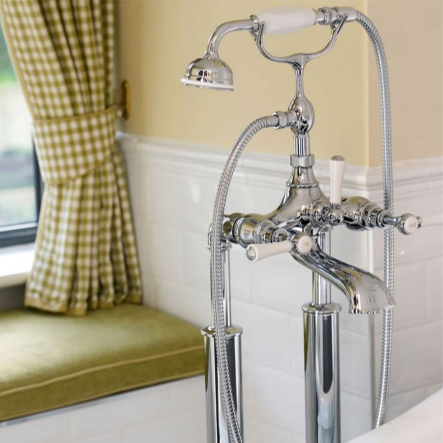Staffordshire 12 Sta-12-Pc Traditional Bath Mixer with Handshower  Finish : Polished Chrome