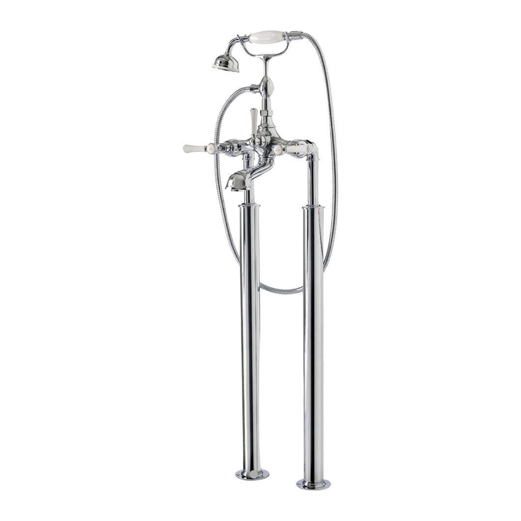 STA-12-PC Traditional Bath Mixer with Handshower & STA-14-PC Freestanding Bath Standpipes 693mm  Finish :  Polised Chrome