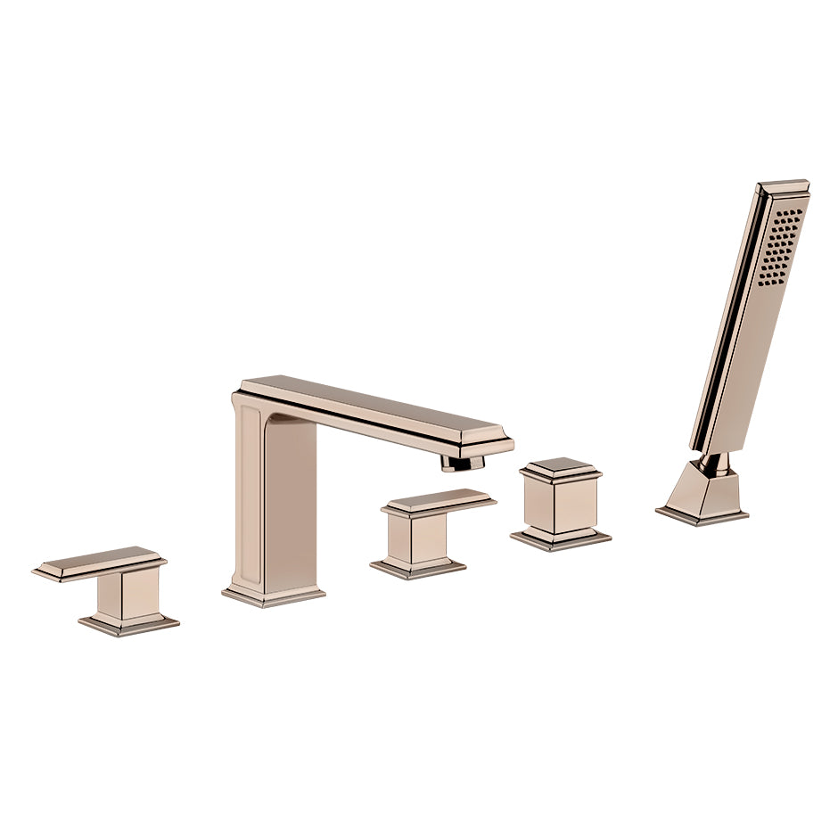 Eleganza 46040.030 Five-Hole Bath Mixer in Copper with Tub-Filler Spout and Diverter in Copper