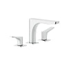 Three-hole basin mixer in chrome with spout, flexible hoses with 3/8" connections, without waste